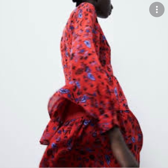 Zara Floral and Flouncy Tiered Mini Dress NWT - Picture 2 of 3